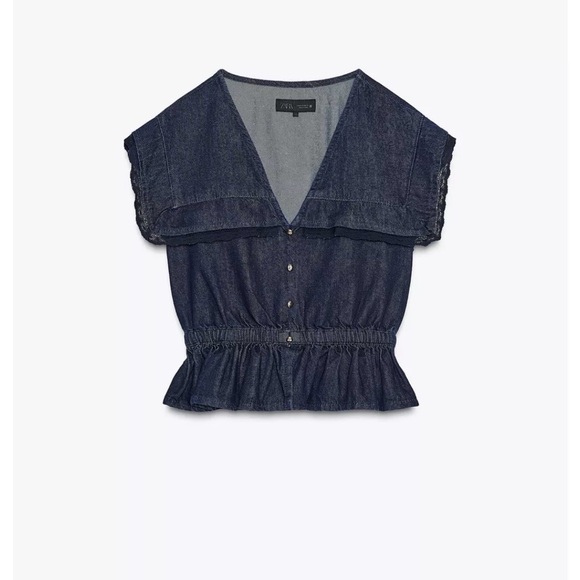 ZARA LACE DENIM SHIRT NWT SIZE XS - Picture 5 of 6